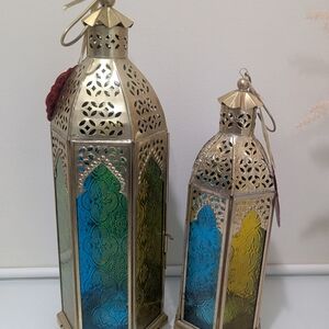 Elegant Gold and Multicolor Lantern Set